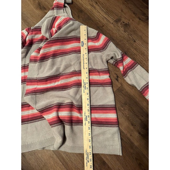 Old Navy Womens Cardigan Size Medium Brown Beige Red Cotton Blend‎ Boho Striped - Picture 11 of 11